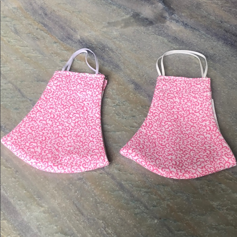 Pink and White Face Mask with Pocket for Filter